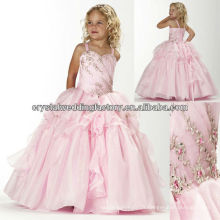 Broderie perlée robe de bal juffée jupe robes roses longues robes de concours CWFaf5214